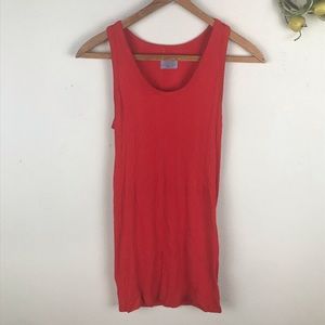 Athleta Chi Extra Long Ribbed Yoga Red Tank Large